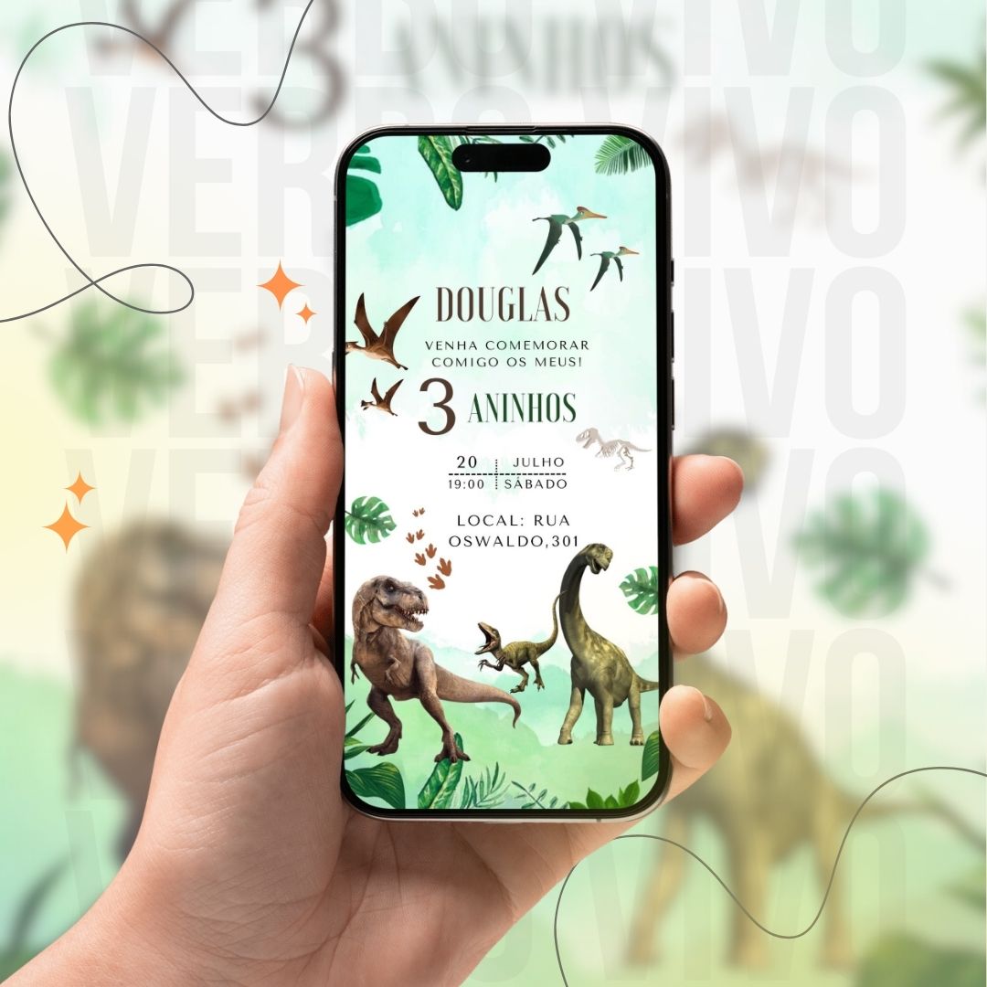 Convite Digital  Dinossauros